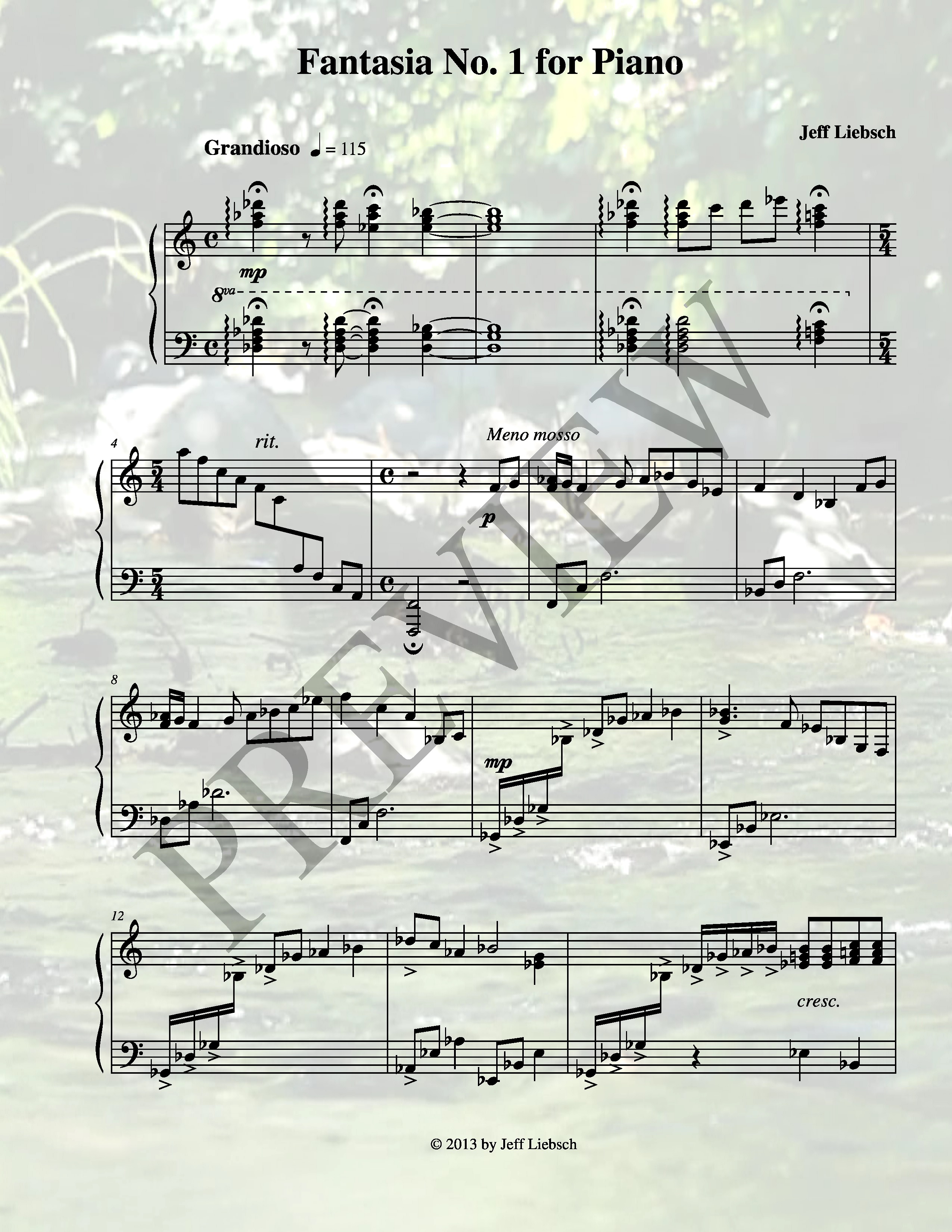 Fantasia No. 1 for Piano (Solo Piano)